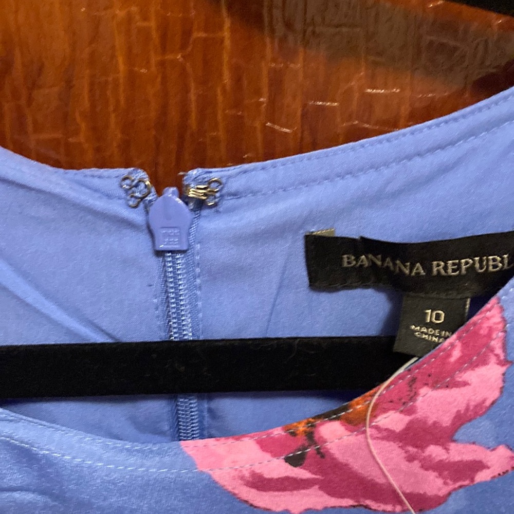 Banana Republic Blue Dress with Pink and Orange Floral Design nwt size 10 - Picture 5 of 7